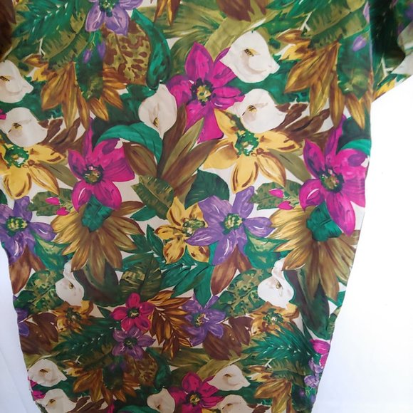 Pat Argent Collection 100% Silk hawaiin print midi short sleeve size 10 - Picture 5 of 12